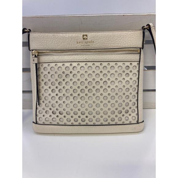 KATE SPADE, SMALL IVORY PEBBLED LEATHER CROSSBODY BAG ASIS - Picture 1 of 12